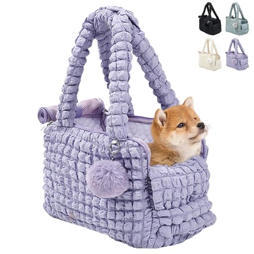 ETIAL Leichte Haustier-Tragetasche, Outdoor-Reise-Tragetasche mit sicherem Gurtclip, freihändiges Netzgewebe, für Welpen und Katzen, max. 6,8 kg, Violett von ETIAL