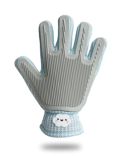 ETIALURE 2 in 1 Handschuhe Fellpflege für Katzen und Hunde, Effizienter Handschuh Tierhaarentfernung, Massagewerkzeug für Mittel- bis Langhaarige Hunde, Katzen, Pferde, Kaninchen 1PCS (Blau) von ETIALURE