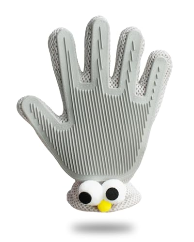 ETIALURE 2 in 1 Handschuhe Fellpflege für Katzen und Hunde, Effizienter Handschuh Tierhaarentfernung, Massagewerkzeug für Mittel- bis Langhaarige Hunde, Katzen, Pferde, Kaninchen 1PCS (Grau) von ETIALURE