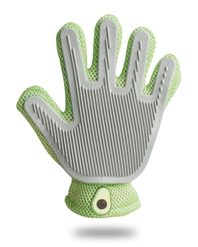 ETIALURE 2 in 1 Handschuhe Fellpflege für Katzen und Hunde, Effizienter Handschuh Tierhaarentfernung, Massagewerkzeug für Mittel- bis Langhaarige Hunde, Katzen, Pferde, Kaninchen 1PCS (Grün) von ETIALURE