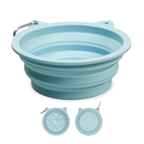 ETIALURE Faltbarer Hundenapf 650ml, Langsamer Fütterer Hundenapf Unterwegs für Gesundes Essen, Geeignet zum Campen, Wandern und Spazieren (Blau) von ETIALURE