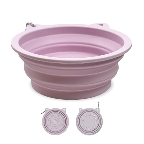 ETIALURE Faltbarer Hundenapf 650ml, Langsamer Fütterer Hundenapf Unterwegs für Gesundes Essen, Geeignet zum Campen, Wandern und Spazieren (Rosa) von ETIALURE