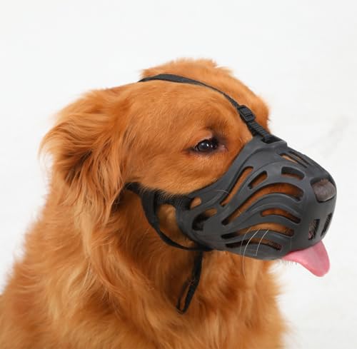 ETONSUNNY Hunde Maulkorb, Weicher Silikonmaulkorb Gegen Bellen und Kauen, Atmungsaktives Design, Geeignet für das Training Großer Aggressiver Hunde (Schwarz, M) von ETONSUNNY