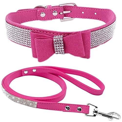 ETOPARS Hundehalsband und Leine mit Strasssteinen, Kristall Diamant Katze Hundehalsband Leine Set, Hundehalsband Geschirr, Hunde Strasshalsband von ETOPARS