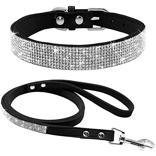 ETOPARS Hundehalsband und Leine mit Strasssteinen, Kristall Diamant Katze Hundehalsband Leine Set, Hundehalsband Geschirr, Hunde Strasshalsband ETOPARS Hundehalsband und Leine mit Strasssteinen, Kristall Diamant Katze Hundehalsband Leine Set, Hundehalsband Geschirr, Hunde Strasshalsband von ETOPARS