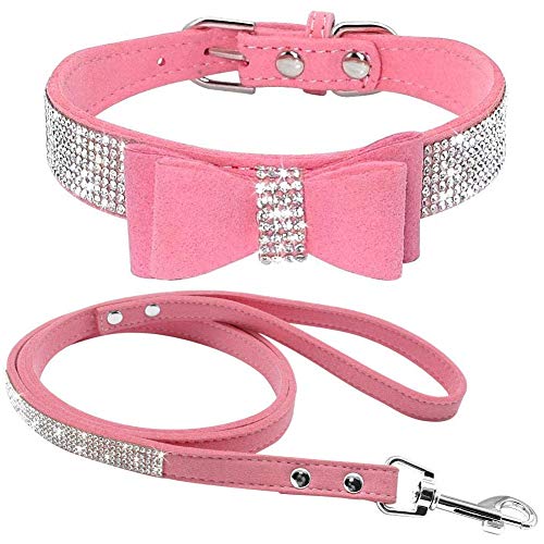 ETOPARS Hundehalsband und Leine mit Strasssteinen, Kristall Diamant Katze Hundehalsband Leine Set, Hundehalsband Geschirr, Hunde Strasshalsband ETOPARS Hundehalsband und Leine mit Strasssteinen, Kristall Diamant Katze Hundehalsband Leine Set, Hundehalsband Geschirr, Hunde Strasshalsband von ETOPARS