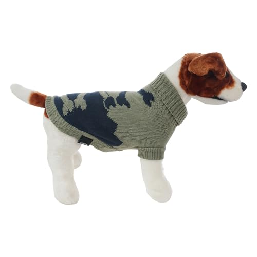 Warme Hundepullover für Kleine und Mittelgroße Hunde, Winterstrickpullover hält warm für Hunde - Stil B Grün/Dunkelgrün, L von ETREXONLINE