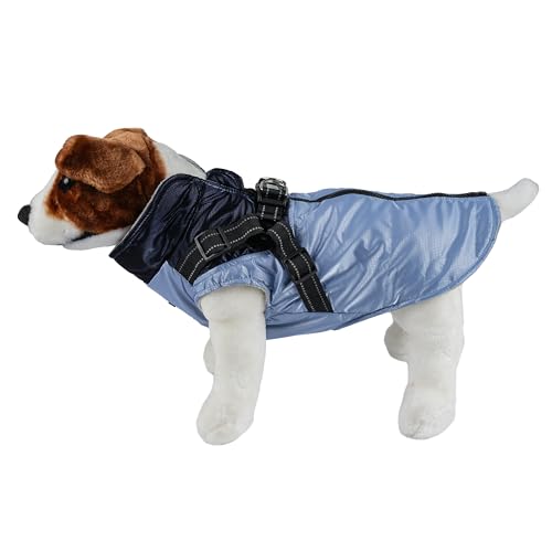 wasserdichte Hundejacke, Warm Hundejacke für Hunde, Hundejacke mit Ring für Geschirr - Blau/Marineblau, 2XL von ETREXONLINE