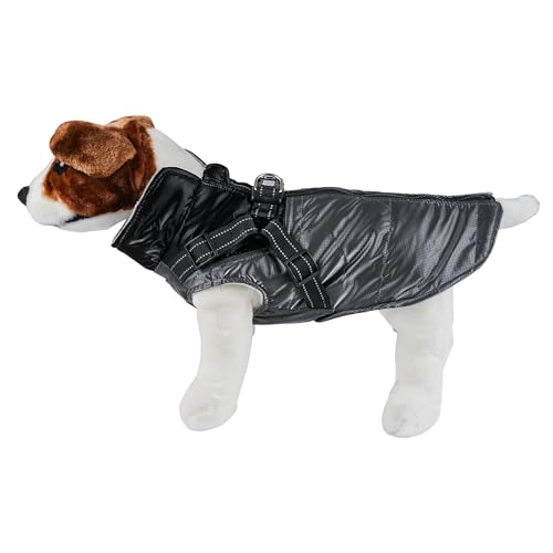 wasserdichte Hundejacke, Warm Hundejacke für Hunde, Hundejacke mit Ring für Geschirr - Grau/schwarz, XL von ETREXONLINE