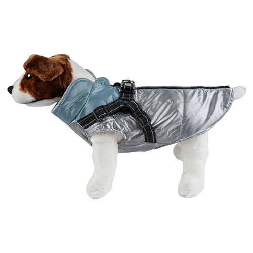 wasserdichte Hundejacke, Warm Hundejacke für Hunde, Hundejacke mit Ring für Geschirr - Silber/Blau, 3XL von ETREXONLINE