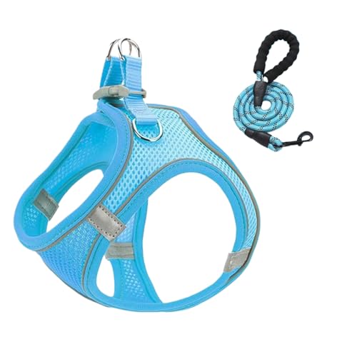 ETUCYNG Hundegeschirr Mit Leinen - Reflektierendes Anti-Würge-Pet-Vest-Geschirr - Reflektierende Weste für Welpen Kätzchen und Katzen für Reisen mit dem Auto Training Tierarztbesuche Outdoor und von ETUCYNG