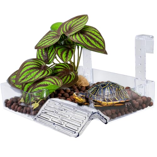ETUCYNG Schildkröten Dock 22.5x21x13.5cm Schildkröten-Kletterbühne Acryl Reptilienversteck Transparent SchildkrötenSonnenbereich Aquarium Float Dekoration Bask Für Kleine Reptilien von ETUCYNG