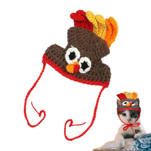 ETUCYNG Truthahnhut für Hunde, Truthahnhut für Hunde,Feiertagsthema Truthahnhut Thanksgiving-Katzenkostüm - Truthahnmütze für Haustiere, lustige handgemachte Thanksgiving-Kleidung für Hunde, Katzen, von ETUCYNG
