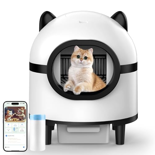 EUARY Selbstreinigende Katzentoilette, Automatisches Katzenklo, Elektrisches Katzentoilette für Katzen mit 1-10.98kg, Weiß, Groß, Für Katzenbesitzer, Technikaffine, Busy People von EUARY