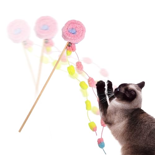 EUBEISAQI Katzenangel, Kätzchen Katzenminze-Spiel, Spiel Bewegung Langeweile Reduzieren Angel mit Glöckchen für Katzen Zuhause drinnen draußen von EUBEISAQI