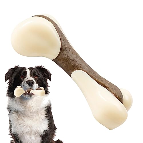 EUBEISAQI Kauknochenspielzeug für Hunde,Unzerstörbares Hundezahnbürstenspielzeug in Knochenfor | Knochenförmiger Kau-Reinigungsstab, unzerstörbares Spielzeug für große Hunde von EUBEISAQI