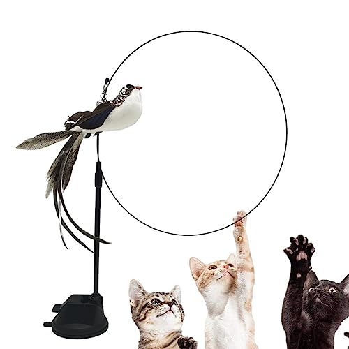 EUBEISAQI Vogel-Katzen-Zauberstab,Teaser-Spielzeug für Kätzchen - Vogel-Katzenstab, Haustier-Übungsspielzeug mit Saugnapf, Kätzchen-Zauberstab-Spielzeug mit Glocke, Katzenstab zum Jagen, Trainieren von EUBEISAQI