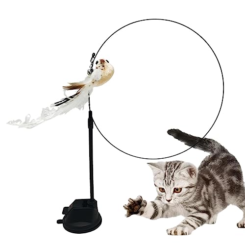 EUBEISAQI Vogel-Katzen-Zauberstab - Kätzchen Zauberstab Spielzeug,Vogel-Katzenstab, Haustier-Übungsspielzeug mit Saugnapf, Kätzchen-Zauberstab-Spielzeug mit Glocke, Katzenstab zum Jagen, Trainieren von EUBEISAQI