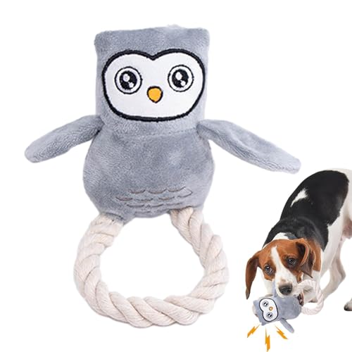 Eulen-Kauspielzeug für Hunde, quietschendes Plüsch-Hundespielzeug - Interaktives Spielzeug für Haustiere,Robustes Seilplüschspielzeug, gehirnstimulierendes Spielzeug zum Kauen und Apportieren, interak Eulen-Kauspielzeug für Hunde, quietschendes Plüsch-Hundespielzeug - Interaktives Spielzeug für Haustiere,Robustes Seilplüschspielzeug, gehirnstimulierendes Spielzeug zum Kauen und Apportieren, interak von EUBEISAQI