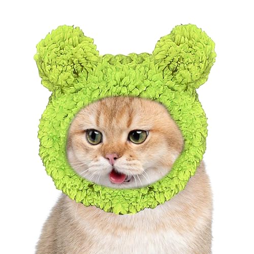 Haustier-Bär-Kostüm, warmer, verstellbarer süßer Katzenhut, warmes Haustierzubehör, Kopfbedeckung für kaltes Wetter, Cosplay, Verkleidungszubehör für kleine Welpen und Kätzchen von EUBEISAQI