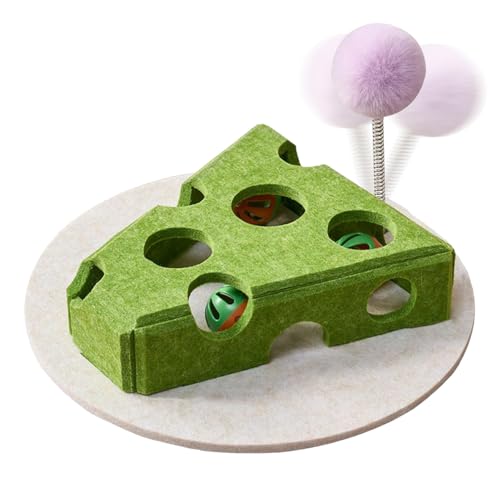 Katzenfutter Puzzle | Käse Design Katzenspielzeug Futterautomat | Leckerlispiel Mit Angelstab Glöckchen Ball Für Kleine Große Katzen Drinnen Draußen Boden Katzenfutter Puzzle | Käse Design Katzenspielzeug Futterautomat | Leckerlispiel Mit Angelstab Glöckchen Ball Für Kleine Große Katzen Drinnen Draußen Boden von EUBEISAQI