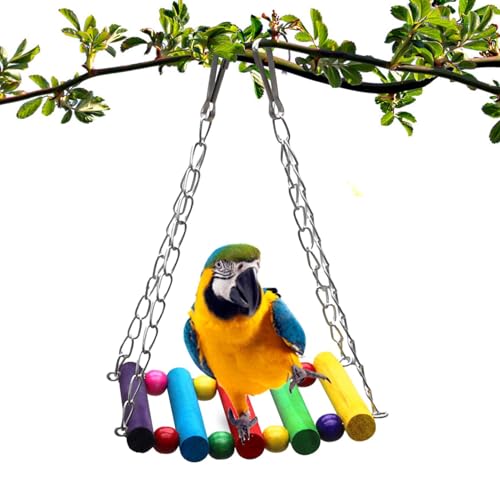 Vogelleiterbrücke | Parrot Toys Rainbow Swing Bridge Hängematte mit Metallkette und Verschluss | Nymphensittich-Käfig-Hängematten-Schaukel-Spielzeug zum Aufhängen, Spielzeug für Sittiche, Finken Vogelleiterbrücke | Parrot Toys Rainbow Swing Bridge Hängematte mit Metallkette und Verschluss | Nymphensittich-Käfig-Hängematten-Schaukel-Spielzeug zum Aufhängen, Spielzeug für Sittiche, Finken von EUBEISAQI