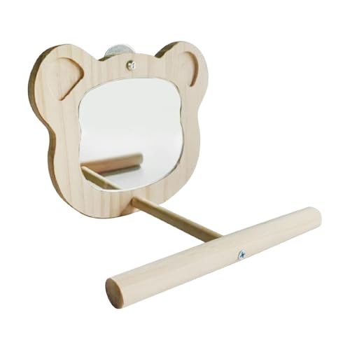 Vogelspiegel mit Sitzstange, Holz-Sittichständer, Spielspielzeug – Sittich-Sitzstangen, interaktives Spielspielzeug, Vogelkäfig-Zubehör für Sittiche, Kakadus, Aras, Wellensittiche, Kakadus, Lovebird von EUBEISAQI