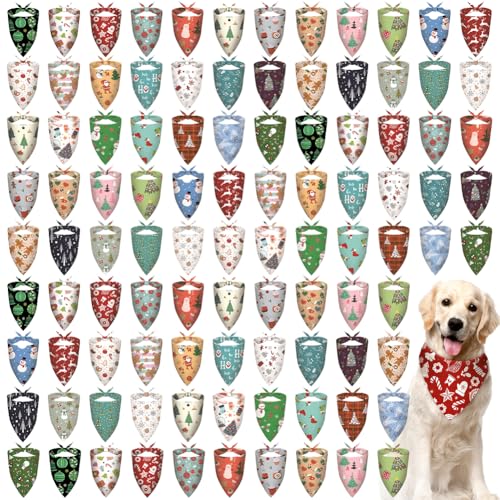 100 Stück Weihnachts-Hundehalstücher, Weihnachtsschal, Lätzchen, Dreieckstuch für Haustierkostüm, Zubehör, Dekoration 100 Stück Weihnachts-Hundehalstücher, Weihnachtsschal, Lätzchen, Dreieckstuch für Haustierkostüm, Zubehör, Dekoration von EUBUY
