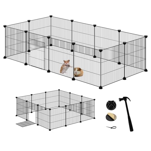 EUGAD Freilaufgehege Kaninchen, Meerschweinchen Gehege, Gehege für Kleintiere, Kleintiergehege, Freigehege für Kaninchen, Hamster, Schildkröten Hasenstall innen inkl. Tür DIY 142x72x36cm von EUGAD