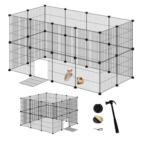 EUGAD Freilaufgehege Kaninchen, Meerschweinchen Gehege, Gehege für Kleintiere, Kleintiergehege, Freigehege für Kaninchen, Hamster, Schildkröten Hasenstall innen inkl. Tür DIY 142x72x72cm von EUGAD