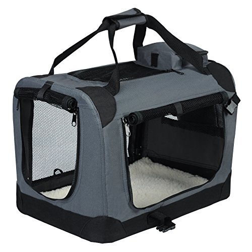 EUGAD Hundebox 70x52x52cm mit Belastbarkeit 16kg für mittelgroße Hunde, Grau 0118HT von EUGAD