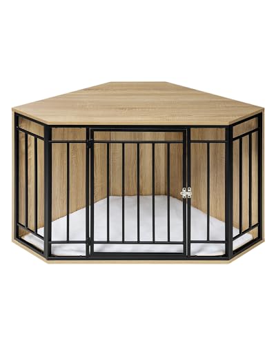 EUGAD Ecke-Hundekäfig für Zuhause, Hundehütte Indoor, Hundehaus für drinnen, Hundebox mit Tür Hundekissen, für große mittelgroße kleine Hunde, 111x67x60 cm, Beistelltisch mit Tablett, Metall, 0344GL EUGAD Ecke-Hundekäfig für Zuhause, Hundehütte Indoor, Hundehaus für drinnen, Hundebox mit Tür Hundekissen, für große mittelgroße kleine Hunde, 111x67x60 cm, Beistelltisch mit Tablett, Metall, 0344GL von EUGAD