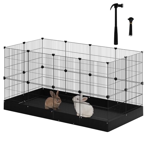 EUGAD Freigehege für Kaninchen, Freilaufgehege mit Unterlage, DIY-Kleintiergehege, Meerschweinchen Gehege, Metall Welpenauslauf mit Tür, Kleintierkäfig für Hasen Hamster, 140x71x71 cm EUGAD Freigehege für Kaninchen, Freilaufgehege mit Unterlage, DIY-Kleintiergehege, Meerschweinchen Gehege, Metall Welpenauslauf mit Tür, Kleintierkäfig für Hasen Hamster, 140x71x71 cm von EUGAD