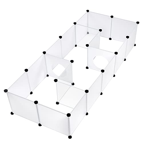EUGAD Freilaufgehege Kaninchen, Freigehege Meerschweinchen, Welpenauslauf, Kleintiergehege für drinnen, Gehege für Chinchilla Hamster, mit Hammer, Weiß + Transparent, 175x75x35cm 0047WL EUGAD Freilaufgehege Kaninchen, Freigehege Meerschweinchen, Welpenauslauf, Kleintiergehege für drinnen, Gehege für Chinchilla Hamster, mit Hammer, Weiß + Transparent, 175x75x35cm 0047WL von EUGAD