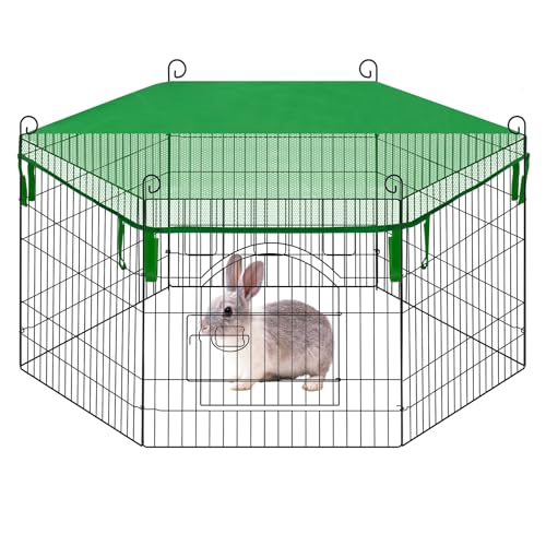 EUGAD Freilaufgehege Kaninchen, Kleintiergehege faltbar, Gehege für Kleintiere, Aussengehege mit Abdeckung Pfählen Tür, Ø 114 cm, Freigehege 56 cm hoch, Gitterabstand 3 cm, 6 Platten 56x56 cm, 0014TSL EUGAD Freilaufgehege Kaninchen, Kleintiergehege faltbar, Gehege für Kleintiere, Aussengehege mit Abdeckung Pfählen Tür, Ø 114 cm, Freigehege 56 cm hoch, Gitterabstand 3 cm, 6 Platten 56x56 cm, 0014TSL von EUGAD