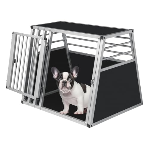 EUGAD Hundetransportbox Alu Hundebox Reisebox Autobox für große Hunde Husky Samojede Weimaraner Border Collie Chow-Chow Shetland Sheepdog B80 x H65 x T65 cm 0007LL von EUGAD