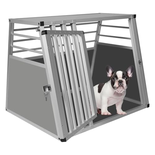 EUGAD Hundetransportbox Alu Hundebox Reisebox Autobox für große Hunde Husky Samojede Weimaraner Border Collie Chow-Chow Shetland Sheepdog B80 x H65 x T65 cm 0061HT von EUGAD