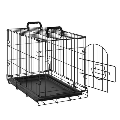 EUGAD Hundekäfig kleine Hunde Katzen, Hundetransportkäfig 46x35x31cm, Hundebox Auto, Transportbox Hund, Gitterbox Hund faltbar, Hundetransportbox mit Tür Bodenwanne Griffen, aus Metall, 0351GL EUGAD Hundekäfig kleine Hunde Katzen, Hundetransportkäfig 46x35x31cm, Hundebox Auto, Transportbox Hund, Gitterbox Hund faltbar, Hundetransportbox mit Tür Bodenwanne Griffen, aus Metall, 0351GL von EUGAD