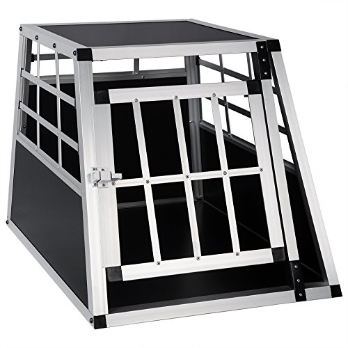 EUGAD Hundetransportbox Alu Hundebox Reisebox Autobox für kleine/mittlere Hunde Französische Bulldogge Beagle Terriers Dackel Shiba Inu 69 x 54 x 50 cm L 0050HT von EUGAD