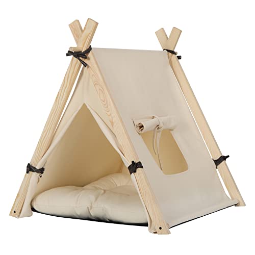 EUGAD Tipi Hundezelt Mini-Hunde 45x55x45cm S, Katzenzelt , Hundehöhle -, Katzenhöhle große Katzen, Katzenhaus Indoor, Hundehaus für drinnen, Katzentipi, Weiß 0022GD von EUGAD