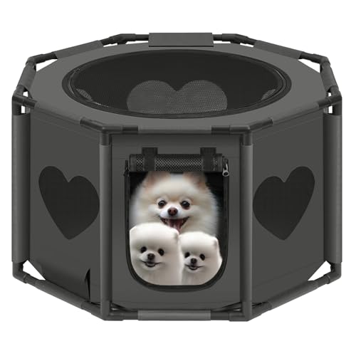 EUGAD Welpenauslauf 77,5x44,5x77,5cm, Welpenlaufstall faltbar mit Dach Tür, Hundekäfig Tierauslauf für Outdoor Indoor, Laufstall für Hunde Katzen Kleintiere, Freilaufgehege aus Oxford-Gewebe, 0055WL von EUGAD