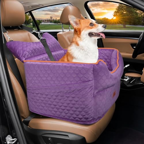 Hundeautositz – Memory-Schaum-Hundeerhöhung für kleine Hunde bis zu 11,3 kg, erhöhter Haustier-Autositz mit Aufbewahrungstaschen und Hunde-Sicherheitsgurt, weiches Haustier-Reisebett für Vorder- und Hundeautositz – Memory-Schaum-Hundeerhöhung für kleine Hunde bis zu 11,3 kg, erhöhter Haustier-Autositz mit Aufbewahrungstaschen und Hunde-Sicherheitsgurt, weiches Haustier-Reisebett für Vorder- und von EUHAMS