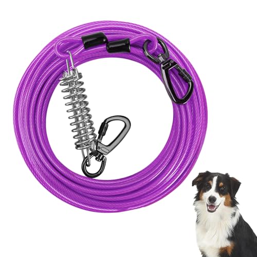 EUIEUT Tie Out Leinen für Hunde Schleppleine 5mm*9m Hofleine für Hunde mit Stoßdämpfender Hunde Leine Dog Leine Tie Out Cables für Hunde Hofleine Haustiere Führen für Kleine Mittlere oder große Hunde von EUIEUT