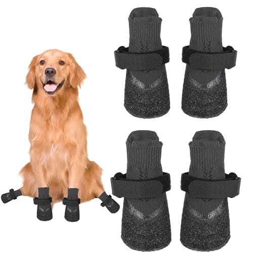 Adjustable Reflective Straps Waterproof Dog Boots Paw Protector Set of 4 Anti-Slip Dog Shoes for Small Medium Large Dogs L von EUIOOVM