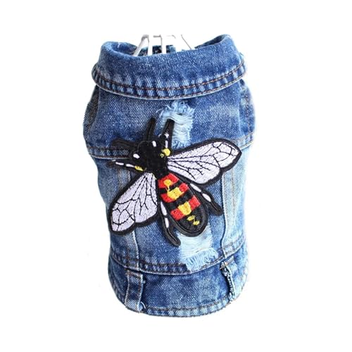 Denim Hundemantel für kleine und mittelgroße Hunde – Stilvolle Cowboy-Welpenjacke mit verstellbaren Trägern – niedliche Haustierweste für Hunde & Katzen – Größen XS bis 2XL – trendiges von EUIYCBA