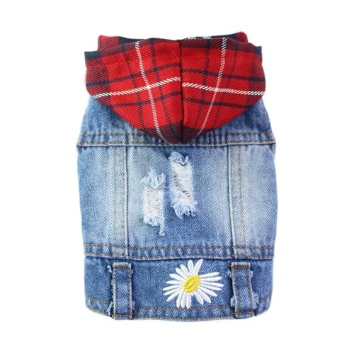 Denim Hundemantel für kleine und mittelgroße Hunde – stilvolle Cowboy-Welpenjacke mit verstellbaren Trägern – niedliche Haustierweste für Hunde & Katzen – Größen XS bis 2XL – trendiges von EUIYCBA