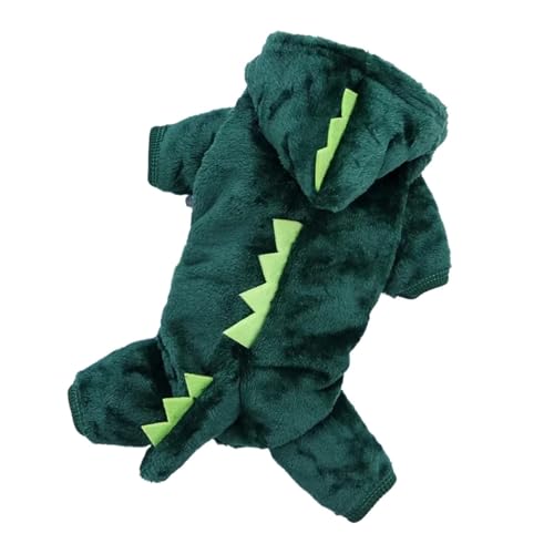 Dinosaurier-Hundekleidung, Fleece-Overall mit Kapuze, warmer Wintermantel für Chihuahua, Französische Bulldogge und kleine Rassen, süßes Kostüm und Funktionsjacke für kaltes Wetter, Grün, Größe XL 4,2 von EUIYCBA