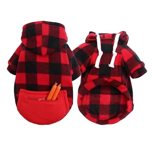 Herbst- und Winter-Hundemantel mit Taschen, warme Reißverschlussjacke für kleine, mittelgroße und große Hunde (Teddy, Chihuahua) und Katzen, Fleece-gefütterter Haustier-Bademantel und von EUIYCBA