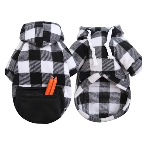 Herbst- und Winter-Hundemantel mit Taschen, warme Reißverschlussjacke für kleine, mittelgroße und große Hunde (Teddy, Chihuahua) und Katzen, mit Fleece gefütterter Haustier-Bademantel und von EUIYCBA