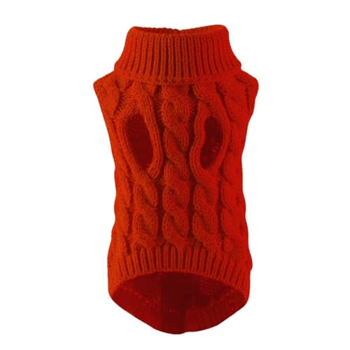 Hundepullover, Winter-Strickpullover für kleine Hunde, warmer Komfort, mit Fleece gefüttert, Welpenbekleidung, Mantel, weicher Garnpullover für Chihuahua, Dackel, Herbst und Winter (Weinrot, M) von EUIYCBA